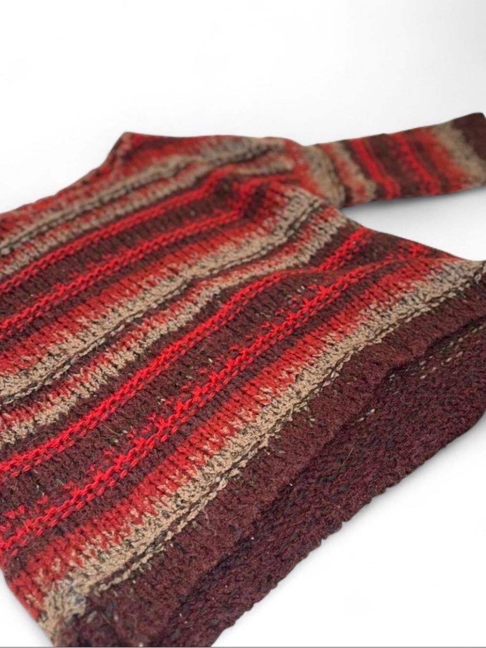 Free People Striped Red and Brown Crew Sweater